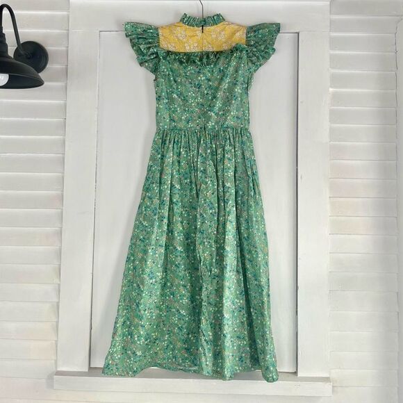 Rare $534 O Pioneers Dorothy Floral Cotton Ruffle Cottage Dress 4 Womens 0 2 XS - Picture 4 of 6